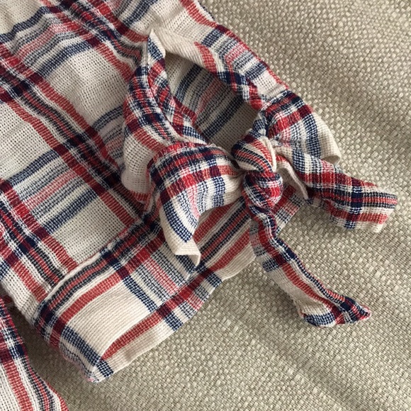 SOLD Plaid Zara blouse with Peter Pan lace trimmed collar sz XS - Picture 3 of 4